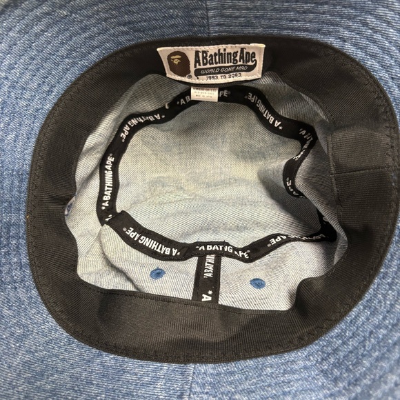 BAPE sz L Denim Bucket Hat Red Bapesta Ape Head Bathing Ape Japan - Picture 6 of 13